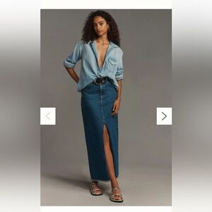 The Madi Front-Slit Denim Skirt by Pilcro